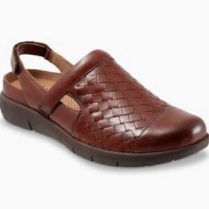 SoftWalk Salina Rust Leather Woven Slingback WIDE WIDTH Sandals Sz 12WW
